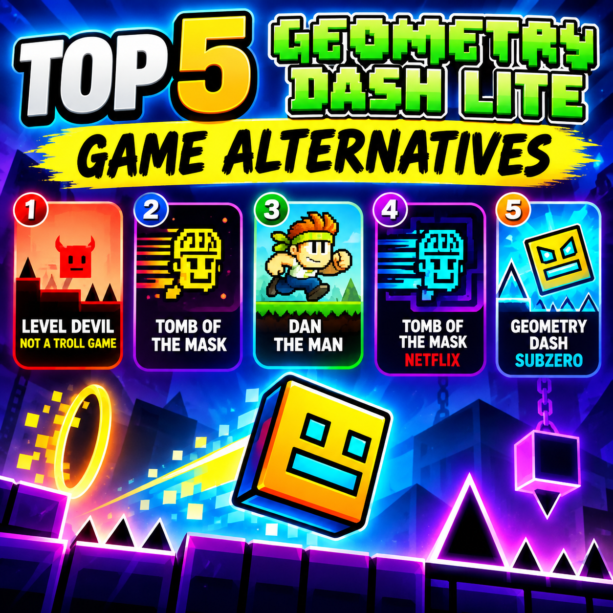 top 5 games like Geometry Dash Lite