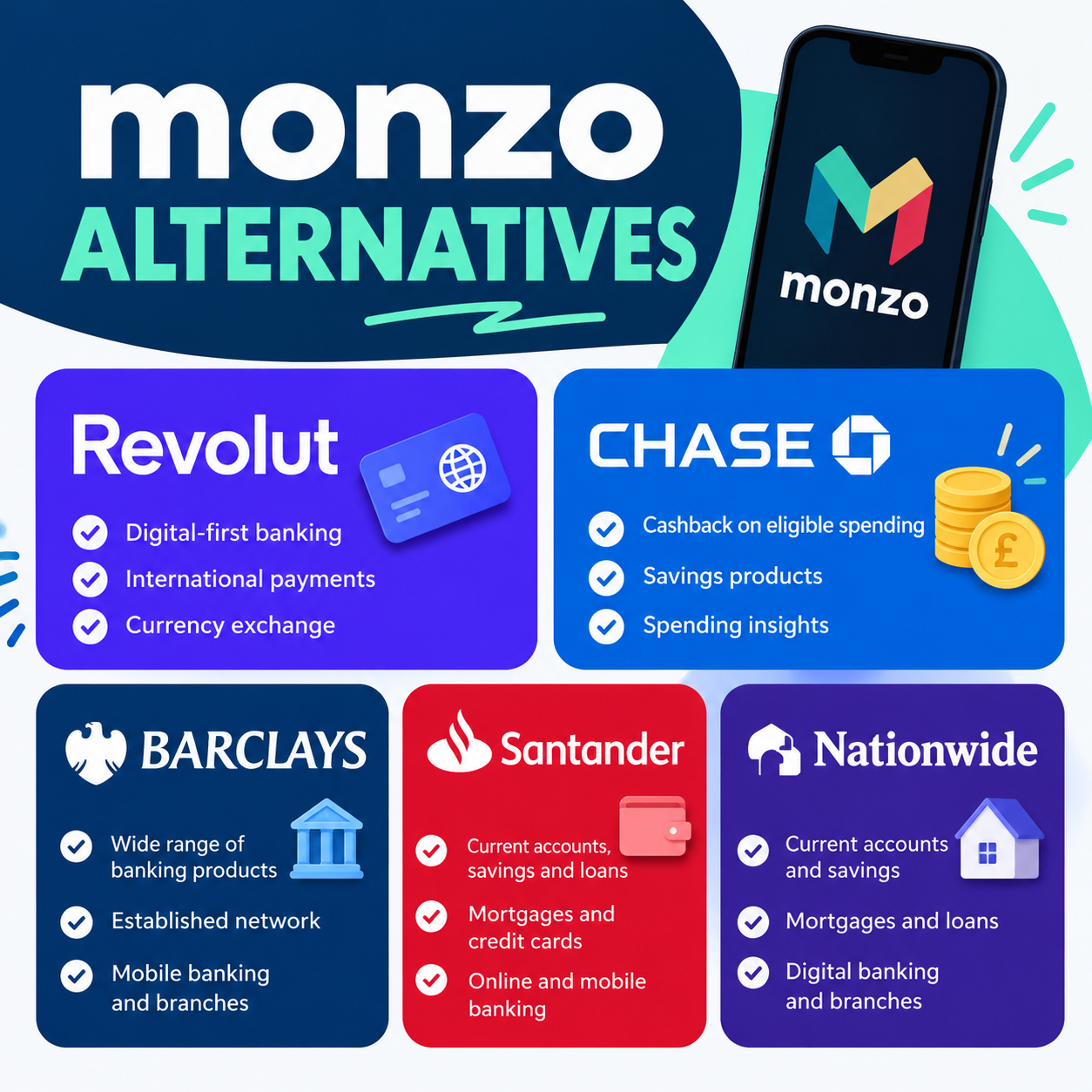 similar websites to monzo banking