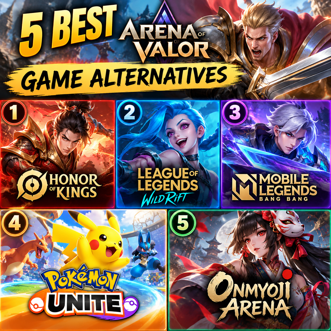 top 5 Arena of Valor game Alternatives