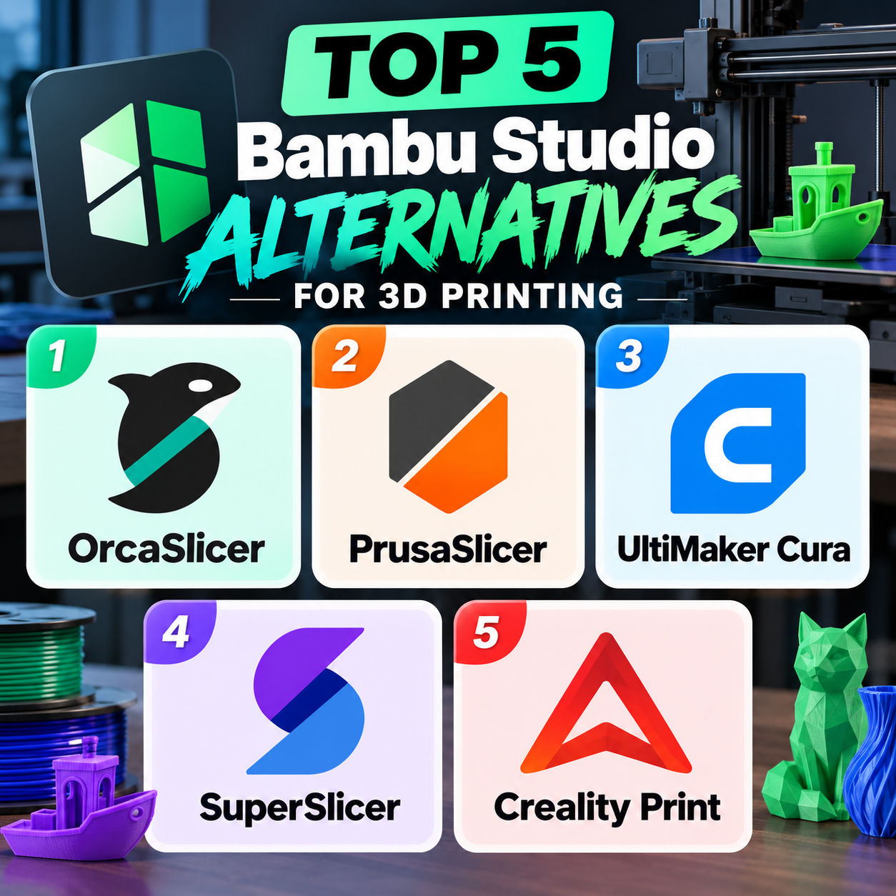 top 5 bambu studio alternatives for 3D printers
